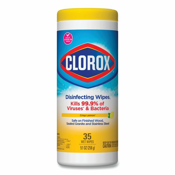 Clorox Towels & Wipes, White, Canister, Non-Woven Fiber, 35 Wipes, Crisp Lemon 1594